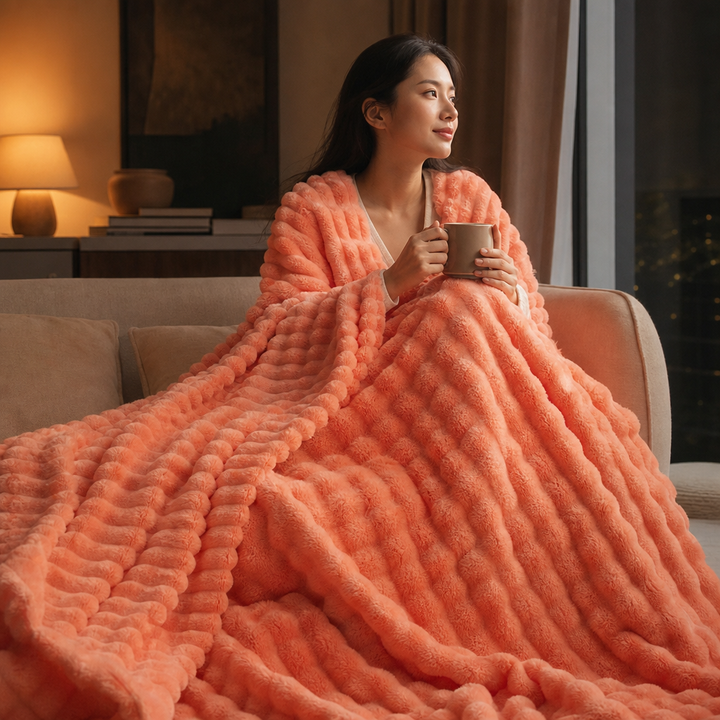 Cosycombe™ Two-Tone Reversible Plush Blanket – Fluffy Plush Meets Silky Velour