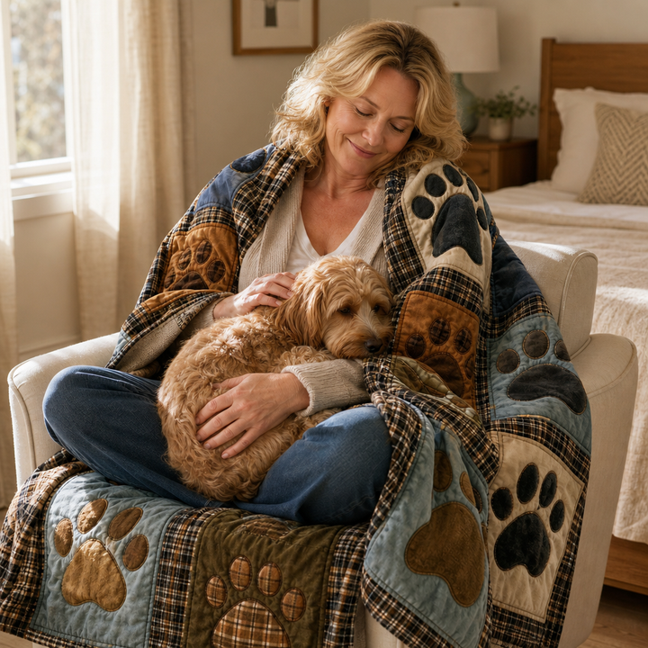 Cosycombe™ Paw Print Flannel Blanket – Soft on Both Sides for Sofa and Bed