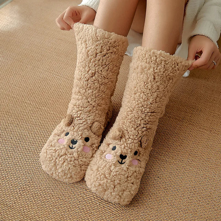 Cosycombe™ Cute Bear Fleece Socks with Non-Slip Grip