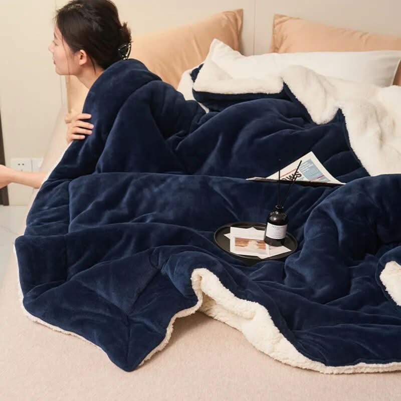 Cosycombe™ Reversible Sherpa Fleece Blanket for Bed and Sofa