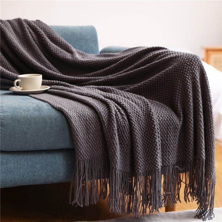 Cosycombe™ Scandinavian Knitted Blanket – Soft Throw for Sofa and Bed