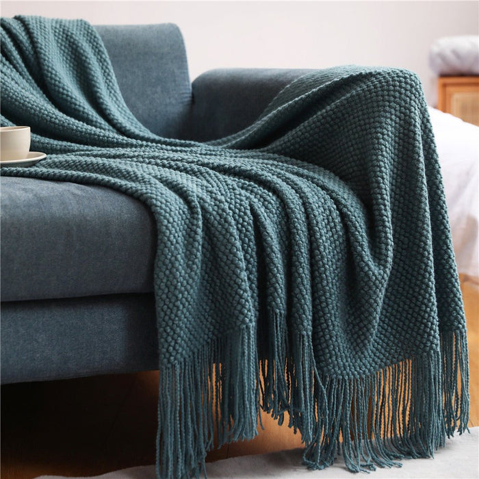 Cosycombe™ Scandinavian Knitted Blanket – Soft Throw for Sofa and Bed