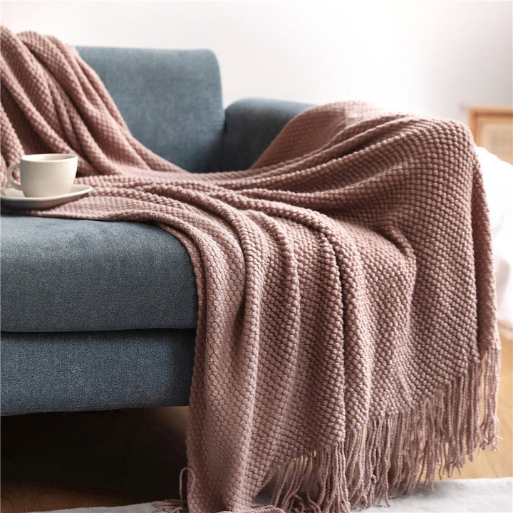 Cosycombe™ Scandinavian Knitted Blanket – Soft Throw for Sofa and Bed