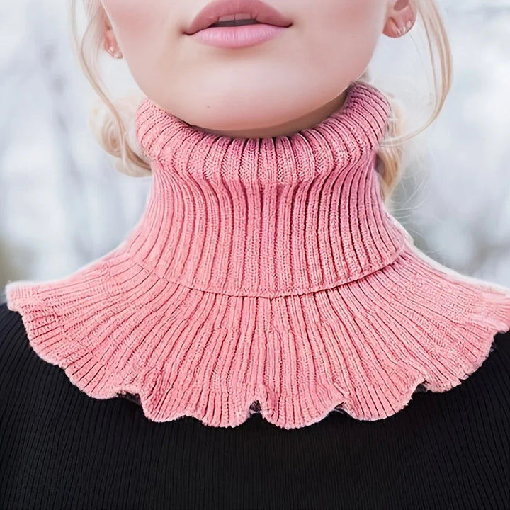 Cosycombe™ Knitted Turtleneck Neck Scarf with Ruffled Edge for Women