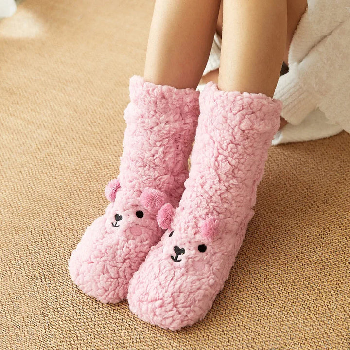 Cosycombe™ Cute Bear Fleece Socks with Non-Slip Grip