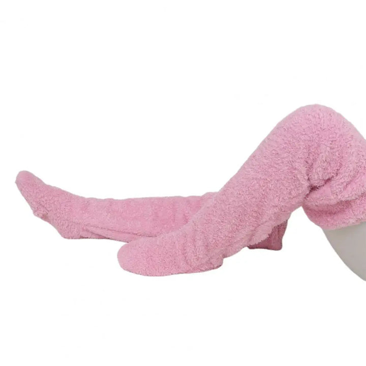 Cosycombe™ Long Coral Fleece Lounge Socks with Open-Foot Option