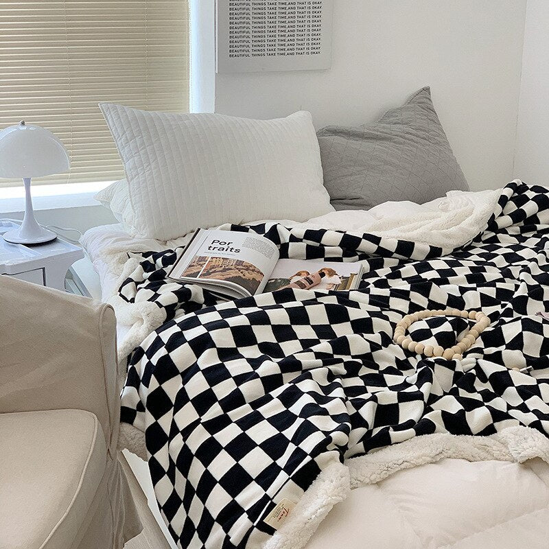 Cosycombe™ Checkerboard Throw Blanket in Thick, Plush Polyester