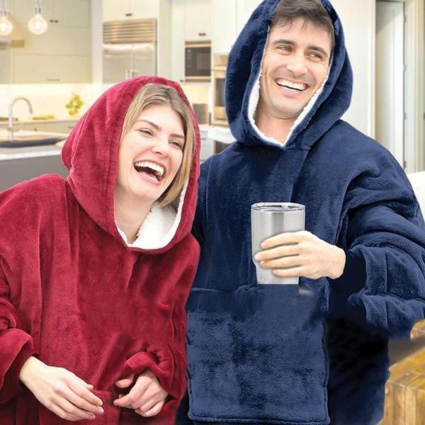 Cosycombe™ Fleece-Lined Blanket Jumper with Giant Hood and Front Pocket