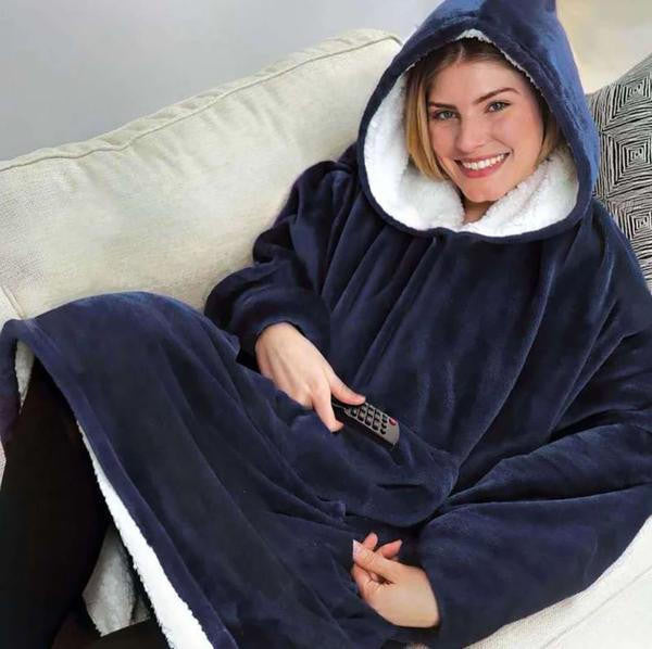 Cosycombe™ Fleece-Lined Blanket Jumper with Giant Hood and Front Pocket