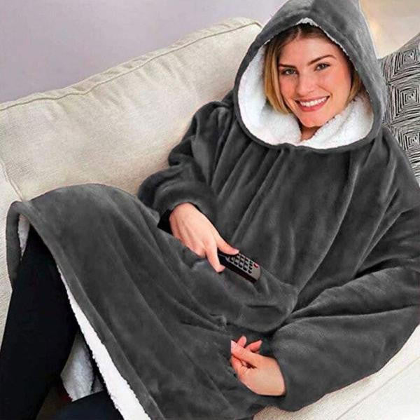 Cosycombe™ Fleece-Lined Blanket Jumper with Giant Hood and Front Pocket
