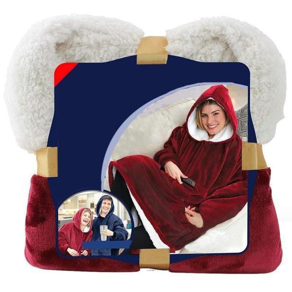 Cosycombe™ Fleece-Lined Blanket Jumper with Giant Hood and Front Pocket