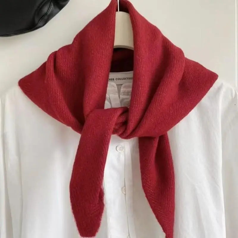 Cosycombe™ Korean-Style Triangle Knitted Scarf – Soft Winter Wrap for Women