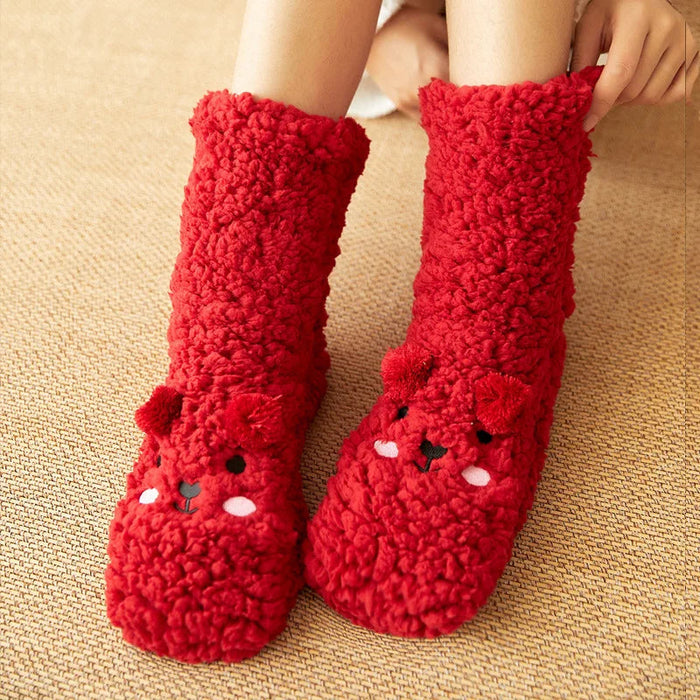Cosycombe™ Cute Bear Fleece Socks with Non-Slip Grip