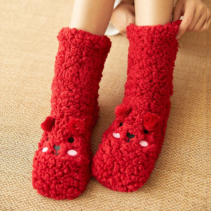 Cosycombe™ Cute Bear Fleece Socks with Non-Slip Grip