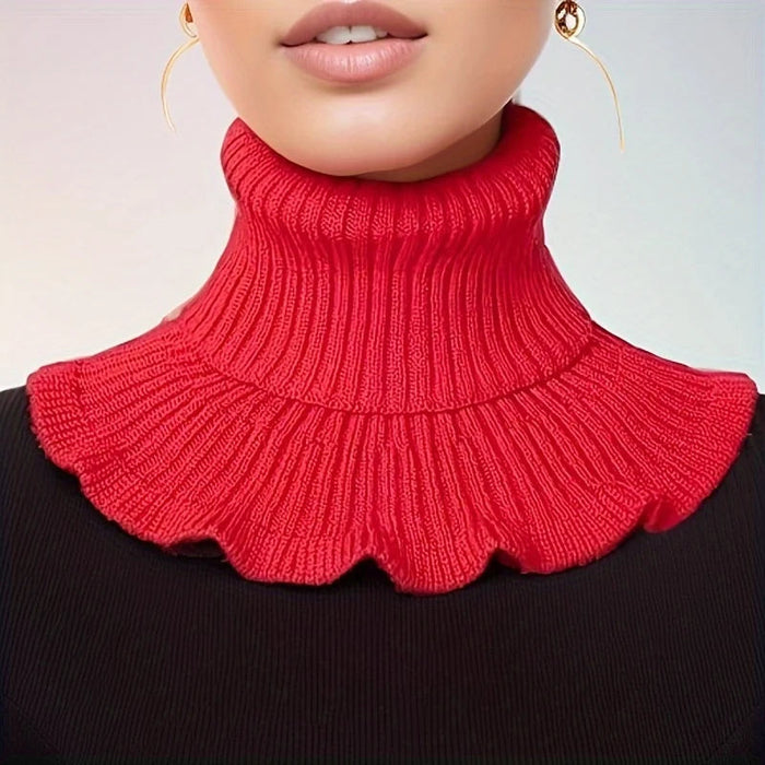 Cosycombe™ Knitted Turtleneck Neck Scarf with Ruffled Edge for Women