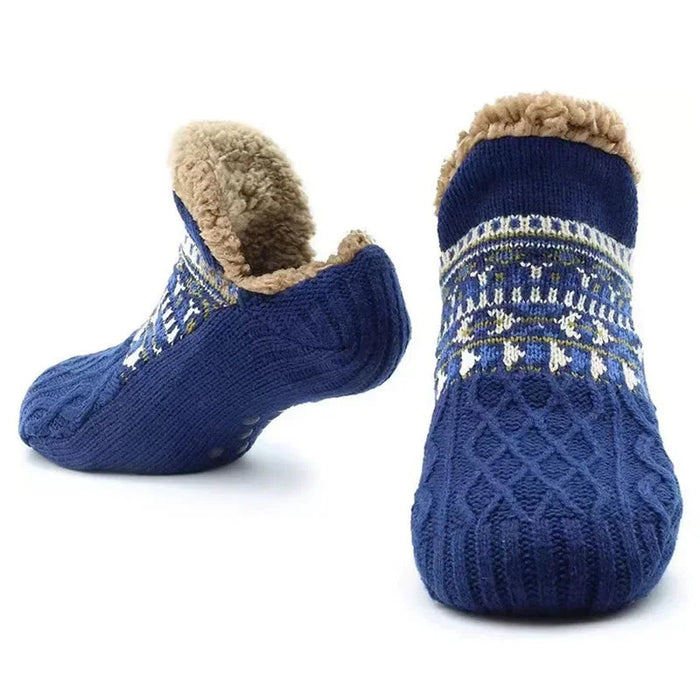 Cosycombe™ Snowflake Pattern Fleece-Lined Socks with Non-Slip Grip