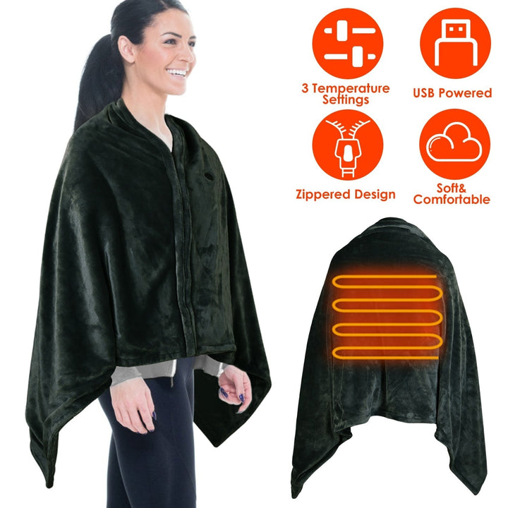 Cosycombe™ Wearable USB Heated Blanket with Front Zip