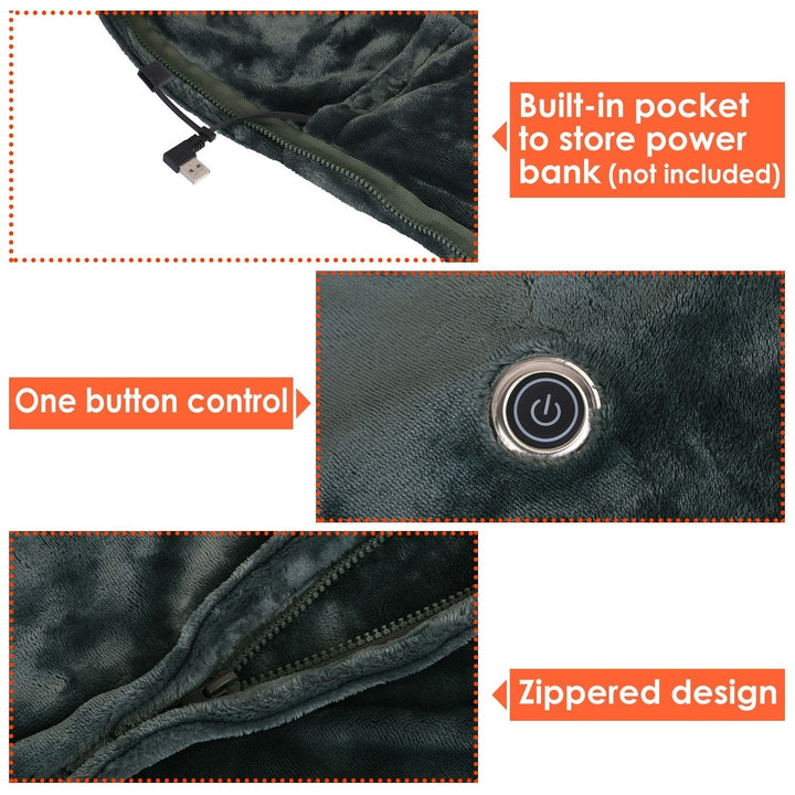 Cosycombe™ Wearable USB Heated Blanket with Front Zip