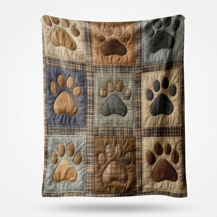 Cosycombe™ Paw Print Flannel Blanket – Soft on Both Sides for Sofa and Bed