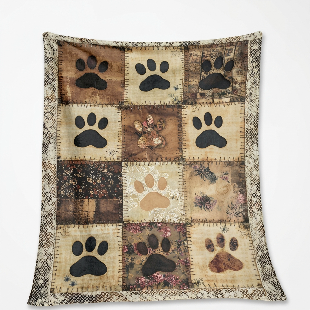 Cosycombe™ Paw Print Flannel Blanket – Soft on Both Sides for Sofa and Bed
