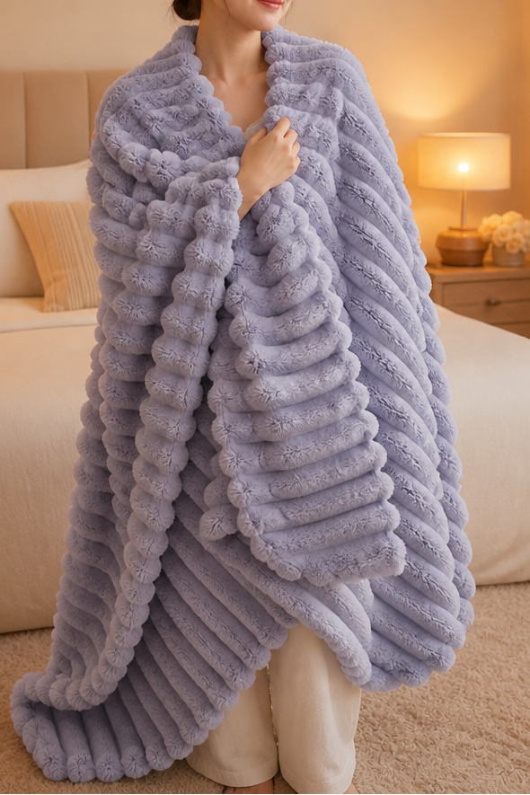 Cosycombe™ Two-Tone Reversible Plush Blanket – Fluffy Plush Meets Silky Velour