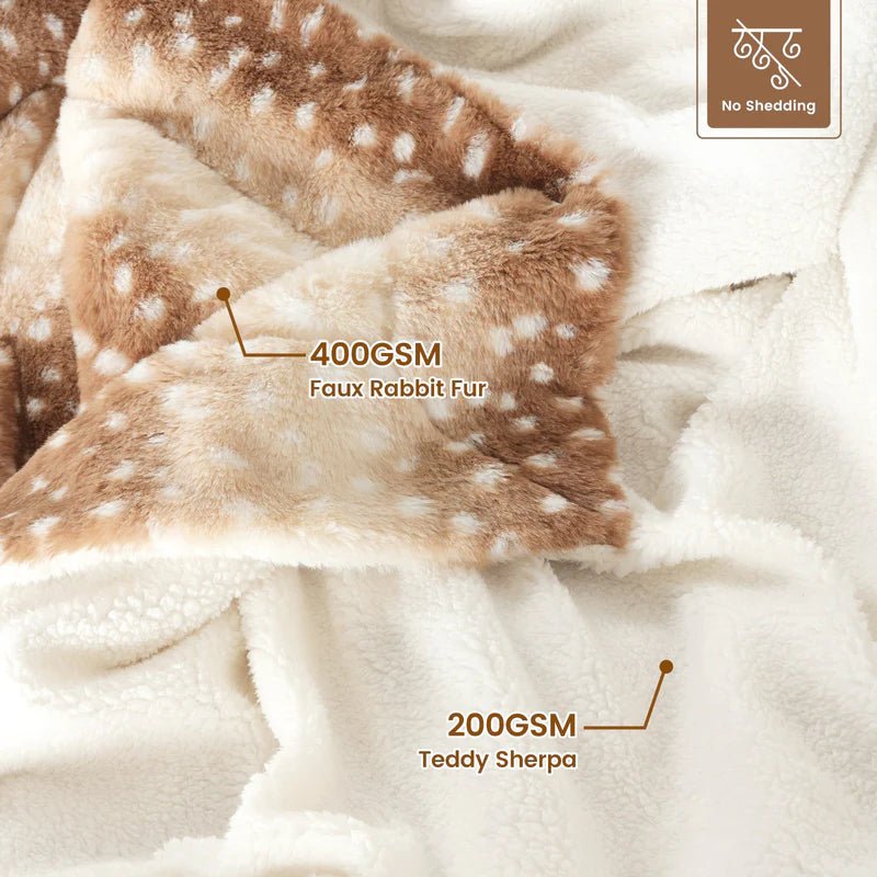Cosycombe™ Reversible Plush Throw With Deer Motif for Cosy Evenings