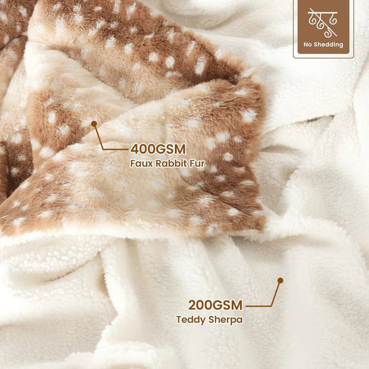 Cosycombe™ Reversible Plush Throw With Deer Motif for Cosy Evenings