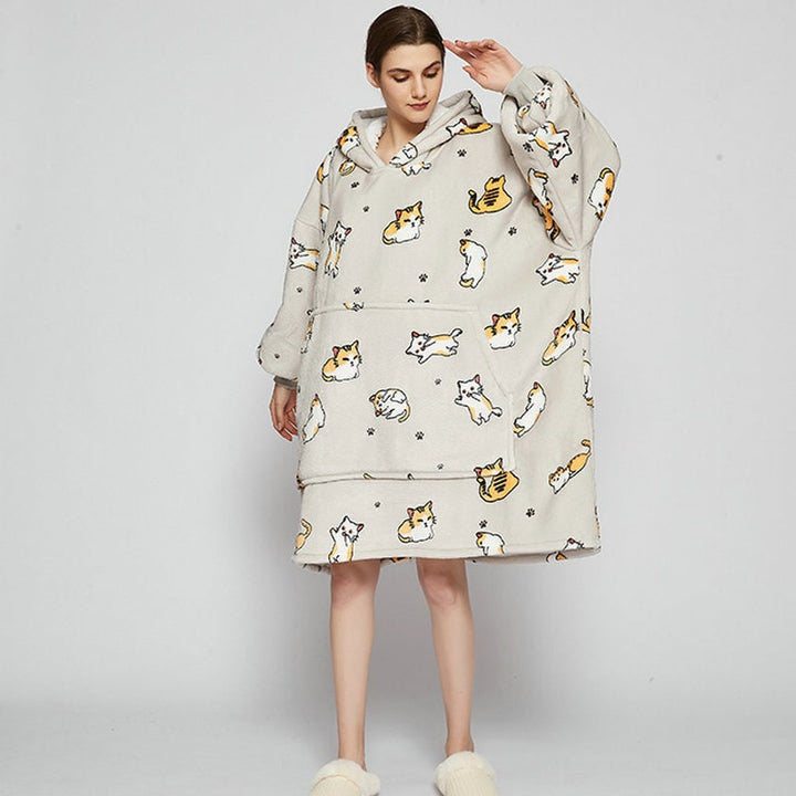 Cosycombe™ Oversized Sherpa-Lined Blanket Hoodie with Kangaroo Pocket