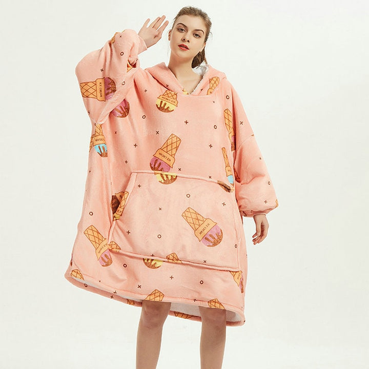 Cosycombe™ Oversized Sherpa-Lined Blanket Hoodie with Kangaroo Pocket