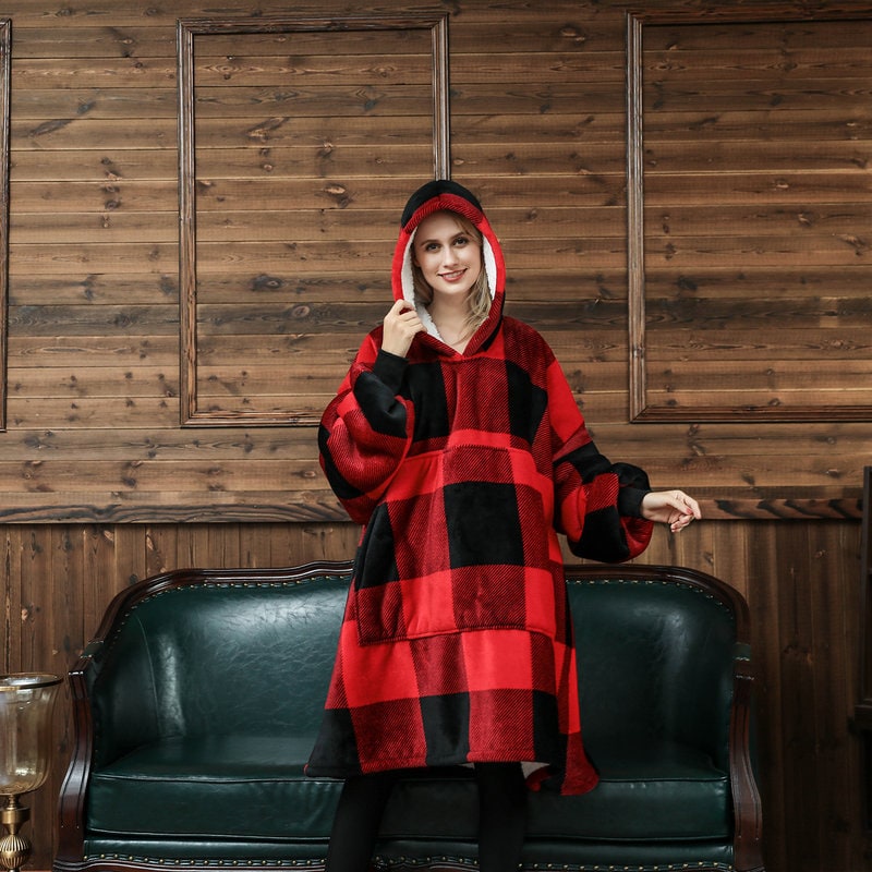 Cosycombe™ Oversized Sherpa-Lined Blanket Hoodie with Kangaroo Pocket