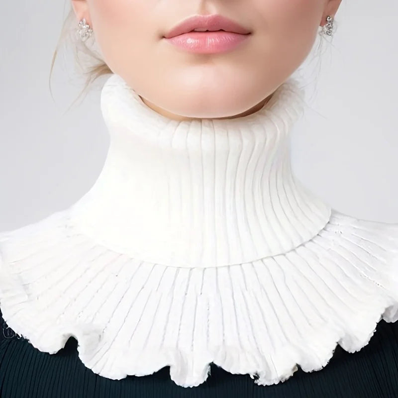 Cosycombe™ Knitted Turtleneck Neck Scarf with Ruffled Edge for Women