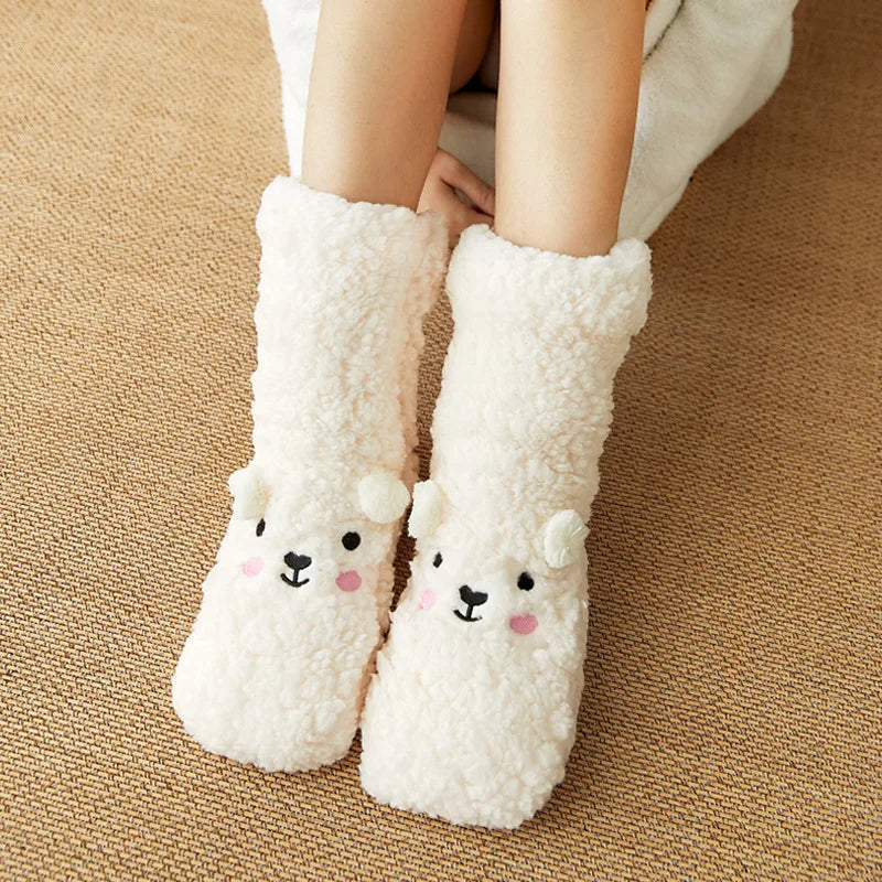 Cosycombe™ Cute Bear Fleece Socks with Non-Slip Grip