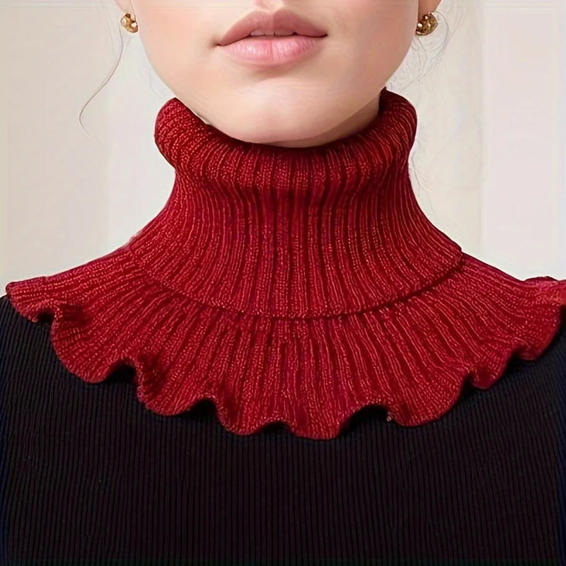 Cosycombe™ Knitted Turtleneck Neck Scarf with Ruffled Edge for Women
