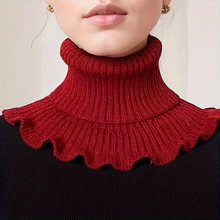 Cosycombe™ Knitted Turtleneck Neck Scarf with Ruffled Edge for Women
