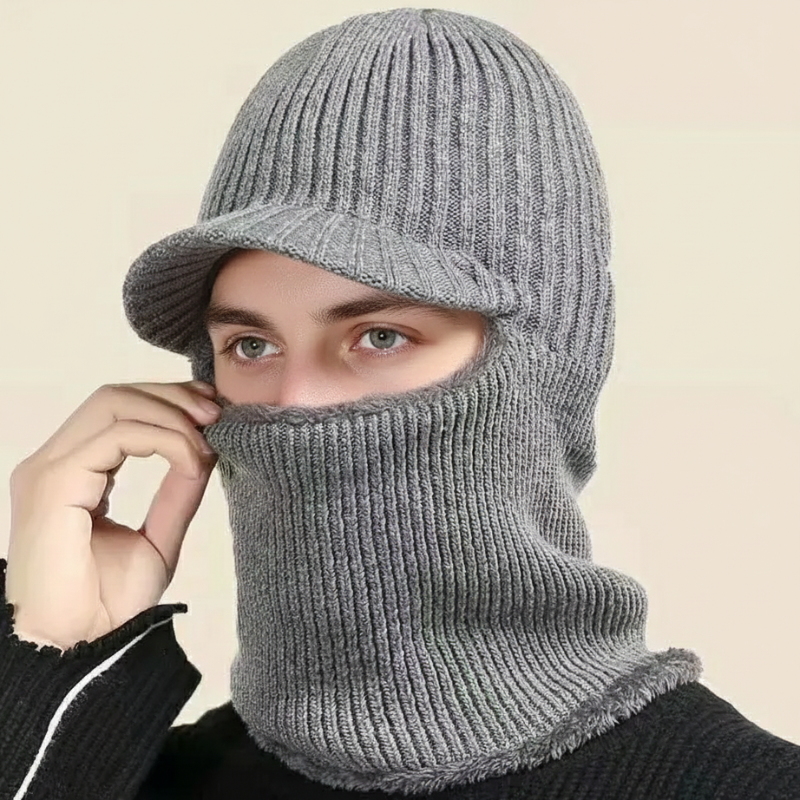 Cosycombe™ Knitted Balaclava Beanie with Visor and Plush Lining